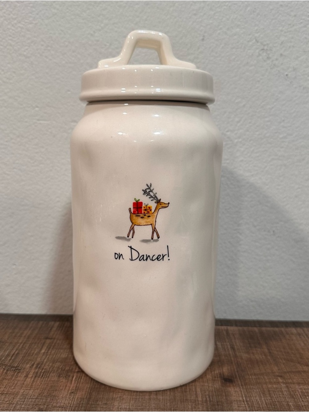 Rae Dunn On Dancer Reindeer canister by Magenta Christmas Rae Dunn Rare HTF